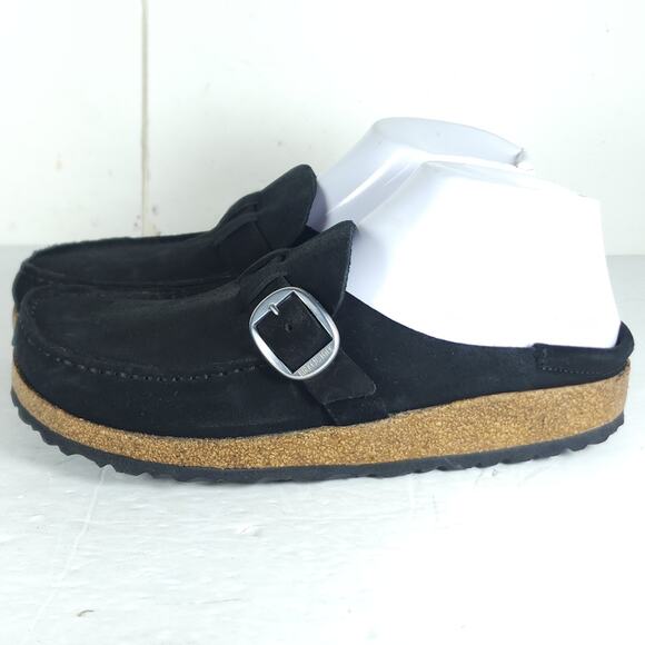Birkenstock Women's Buckley EU38 US7N Black Suede Leather Slip On Clogs Shoes - Picture 2 of 16